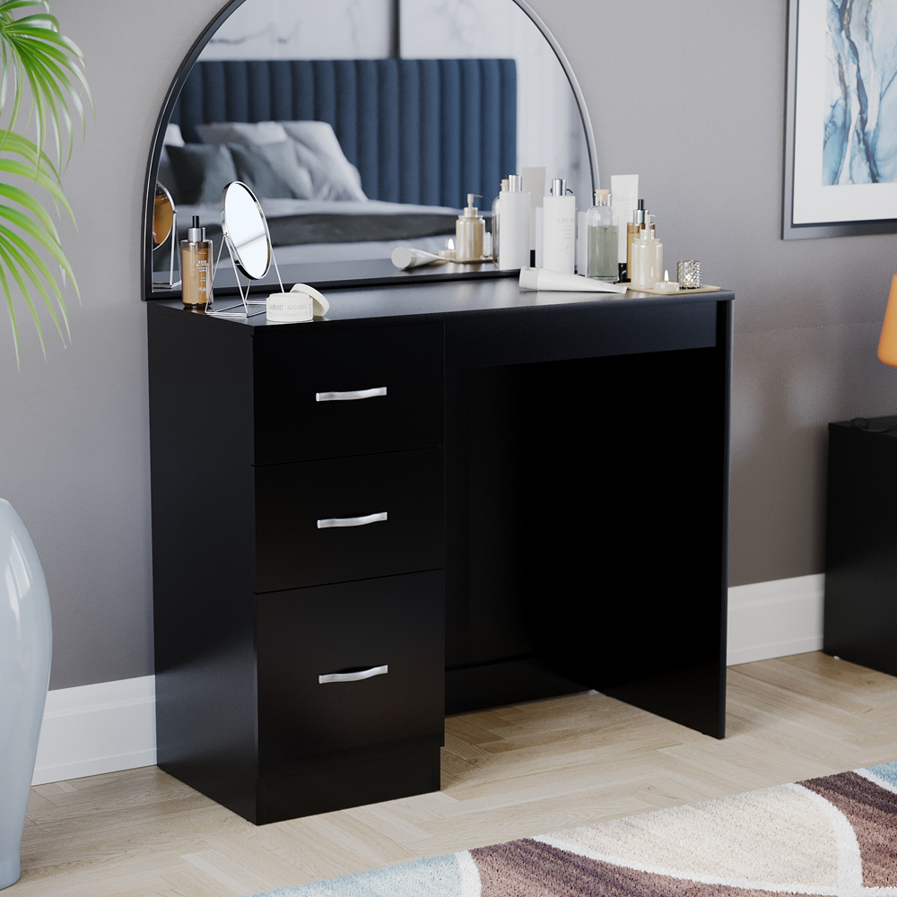 Vida Designs Riano 3 Drawer Black Dressing Table Image 5