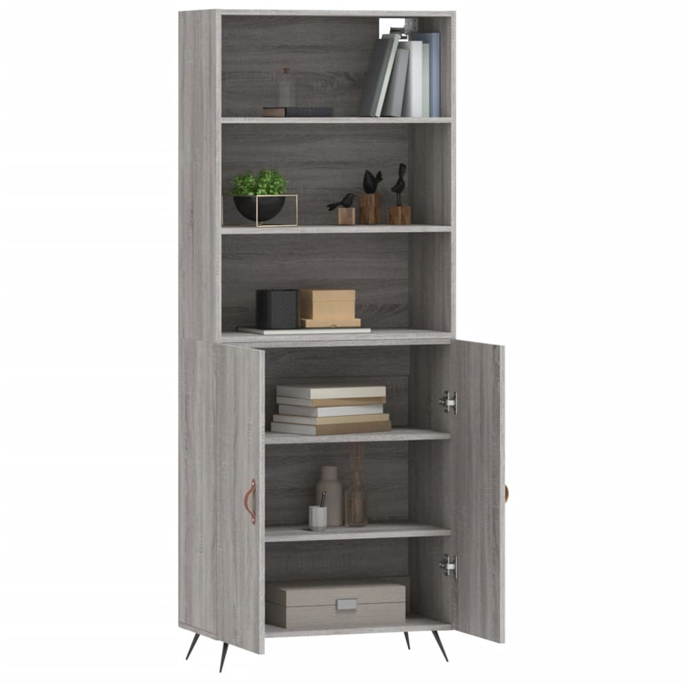vidaXL 2 Door 3 Shelf Grey Sonoma Tall Highboard Image 3
