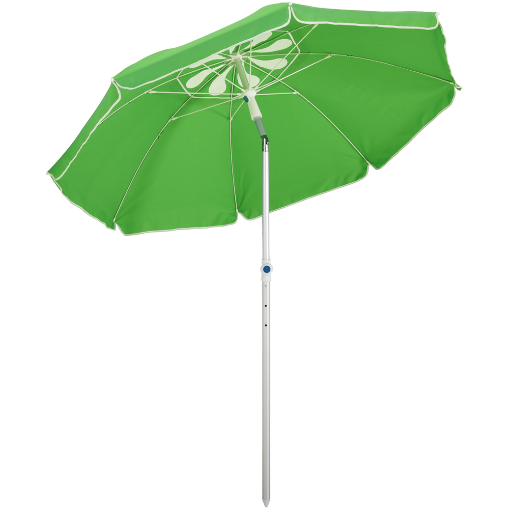 Outsunny Green Arched Tilting Beach Parasol with Carry Bag 1.9m Image 1