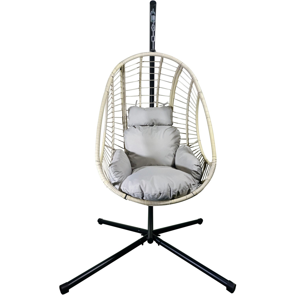 Outdoor Essentials Sophia Single White Rattan Hanging Chair Image 2