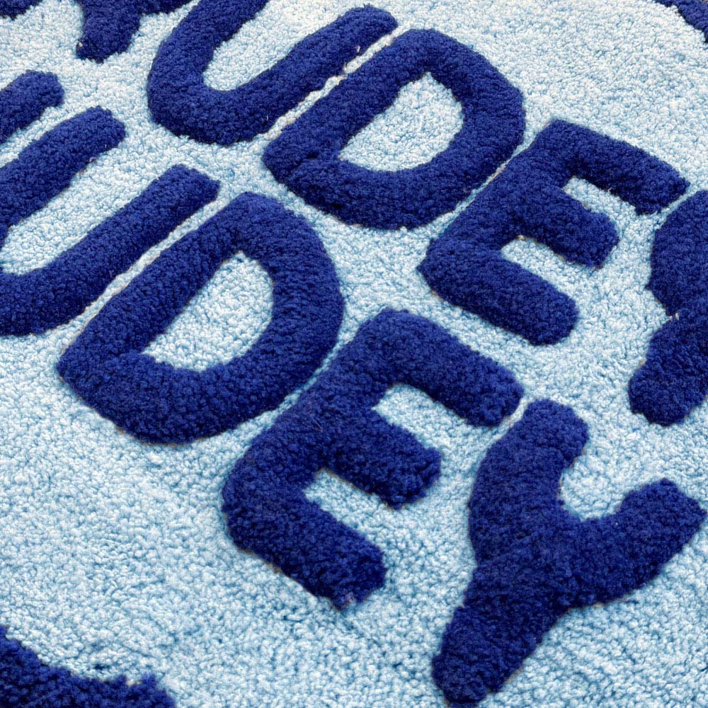 Allure Bath Fashions Blue Rudey Nudey Slogan Scalloped Non-Slip Bath Mat 50 x 80cm Image 3