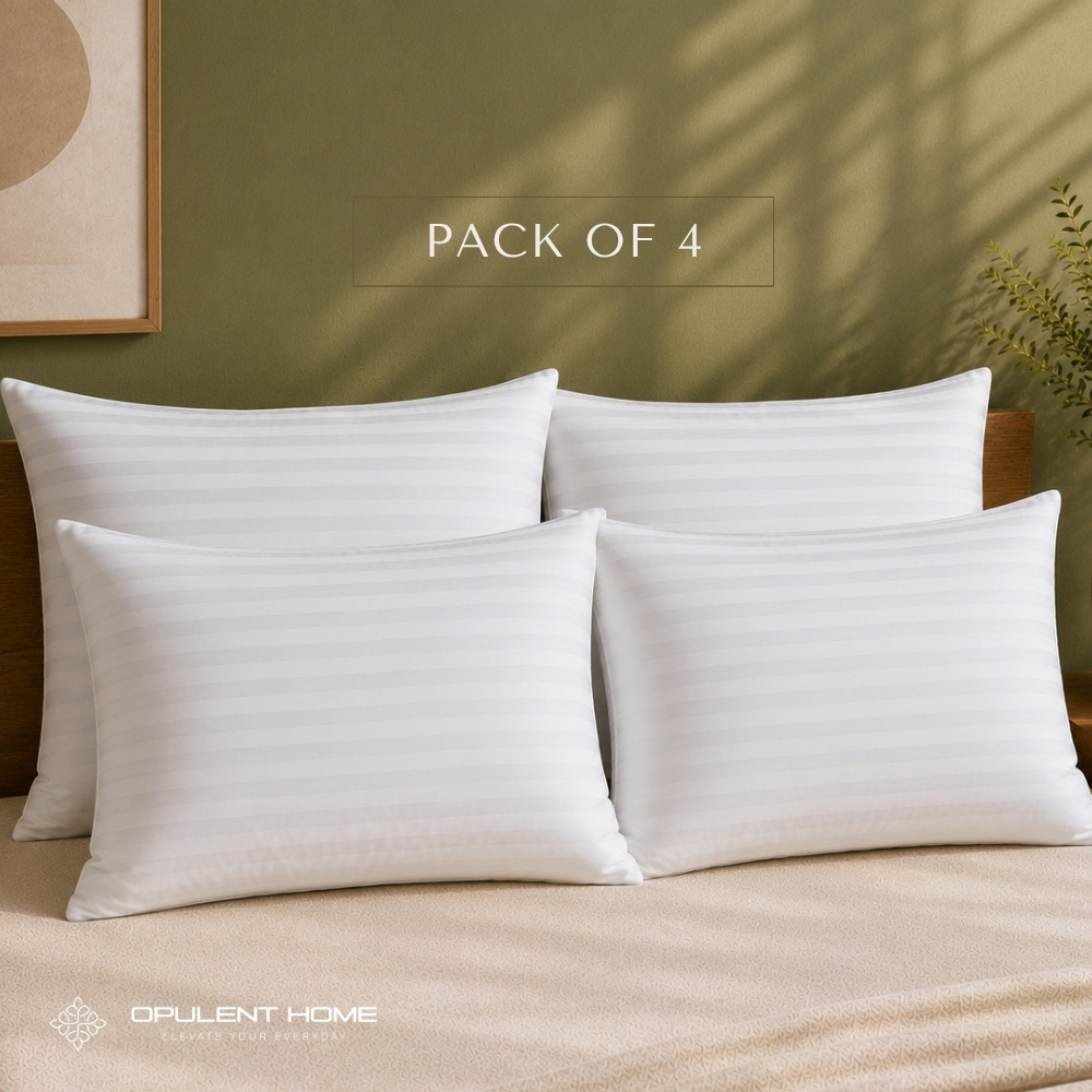 Opulent Home White Striped Medium-Firm Pillow 4 Pack Image 8