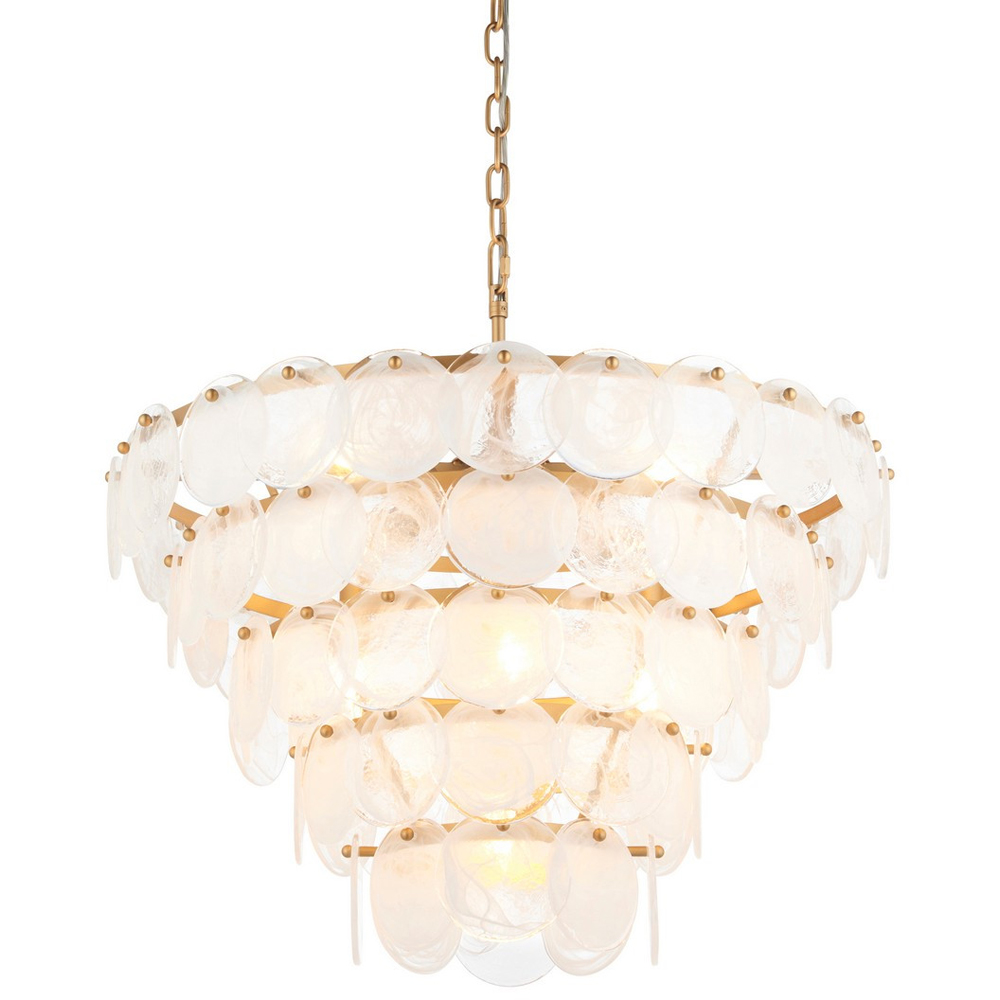 Merano Trapani White Clear Glass Antique Gold Paint Pendant Light Image 4