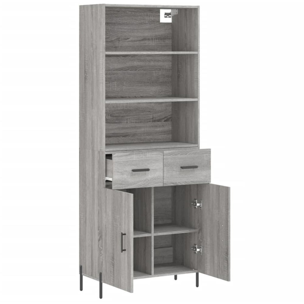 vidaXL 2 Door 2 Drawer 3 Shelf Grey Sonoma Highboard Image 4