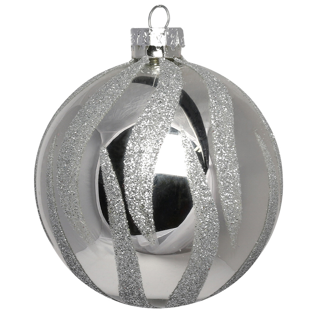 Single Midnight Fantasy Silver Curve Pattern Bauble in Assorted styles Image 3