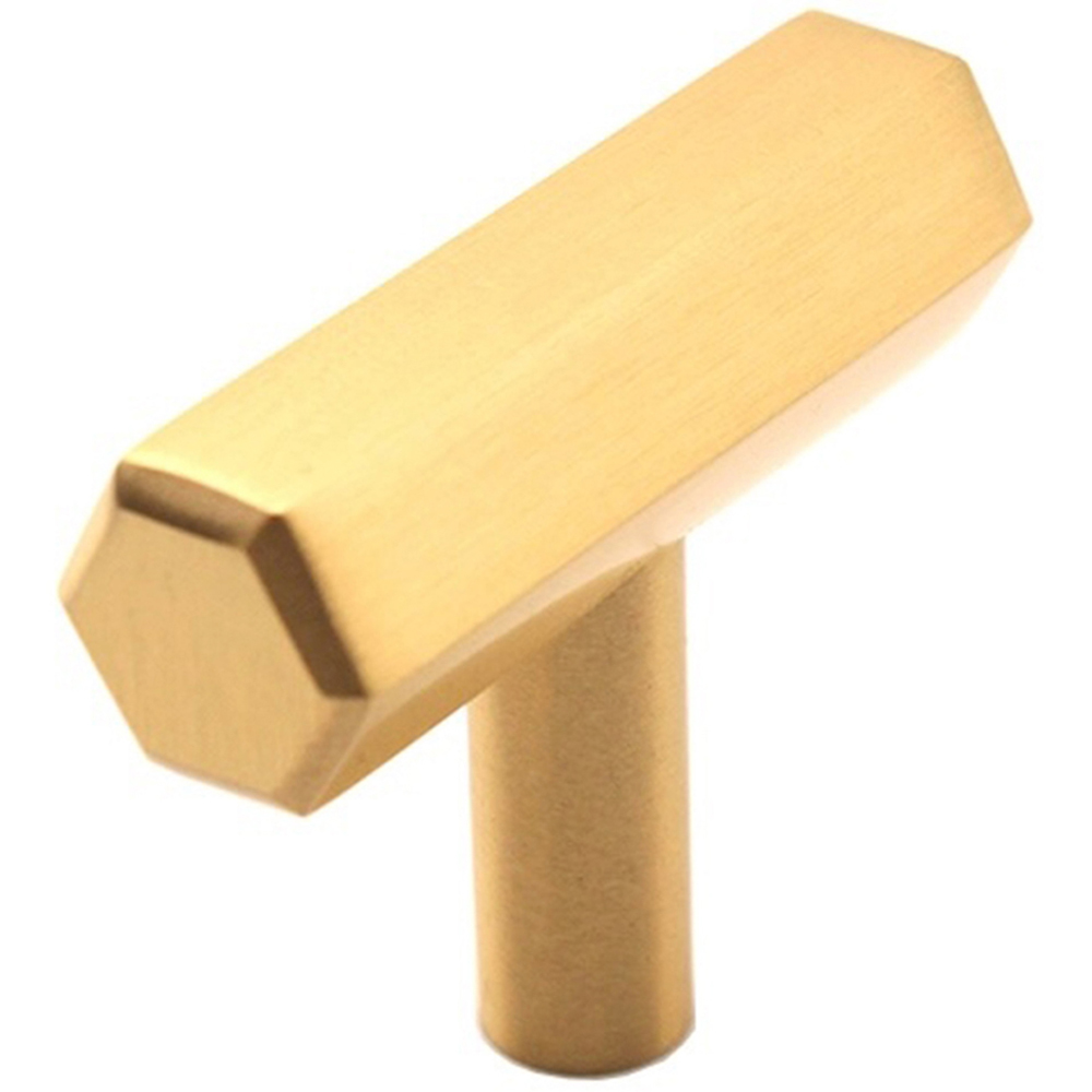 Spira Brass Satin Brass T-Bar Pull Cupboard Handle Image 1