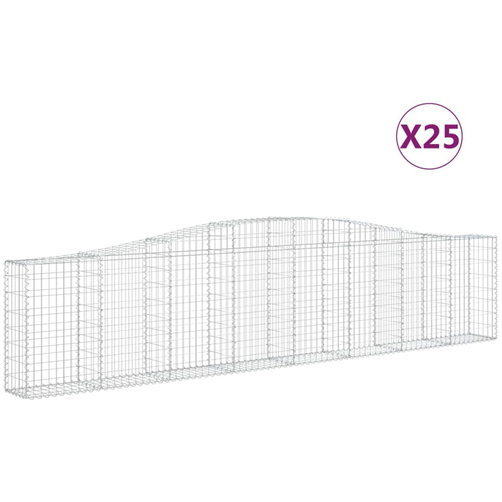 vidaXL Silver Galvanised Iron Arched Gabion Basket 400 x 30 x 80/100cm 25 Pack Image 4