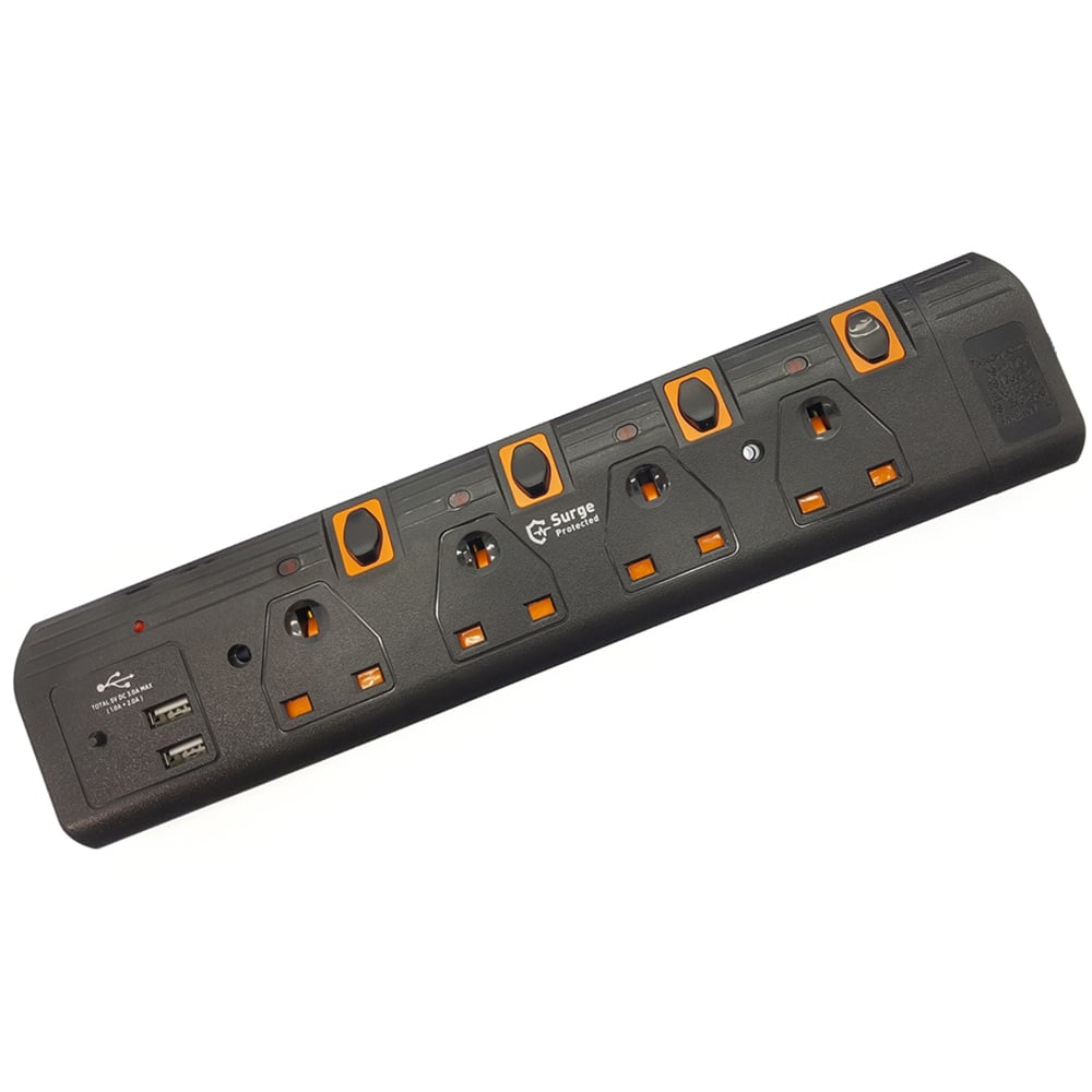 Innoteck 4 Way Black Switched Extension Lead 2m Image 1