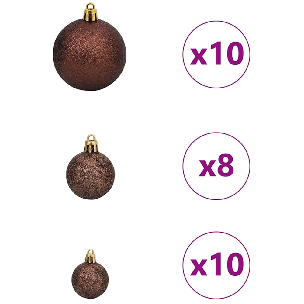 vidaXL Pre-Lit Gold and Bronze Baubles Green and White Artificial Slim Christmas Tree 7ft Image 7