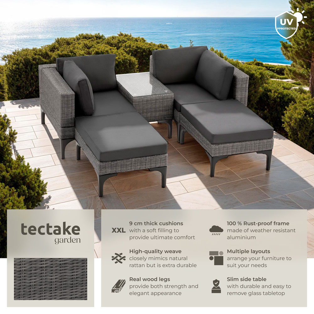 tectake Bellaria Grey 4 Seater Garden Furniture Set Image 6