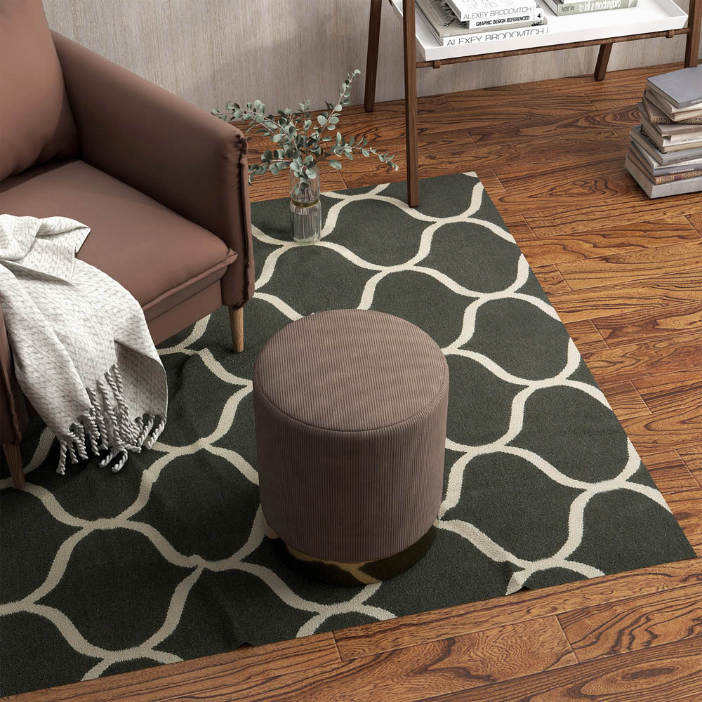 Portland Light Brown Round Footstool Image 4
