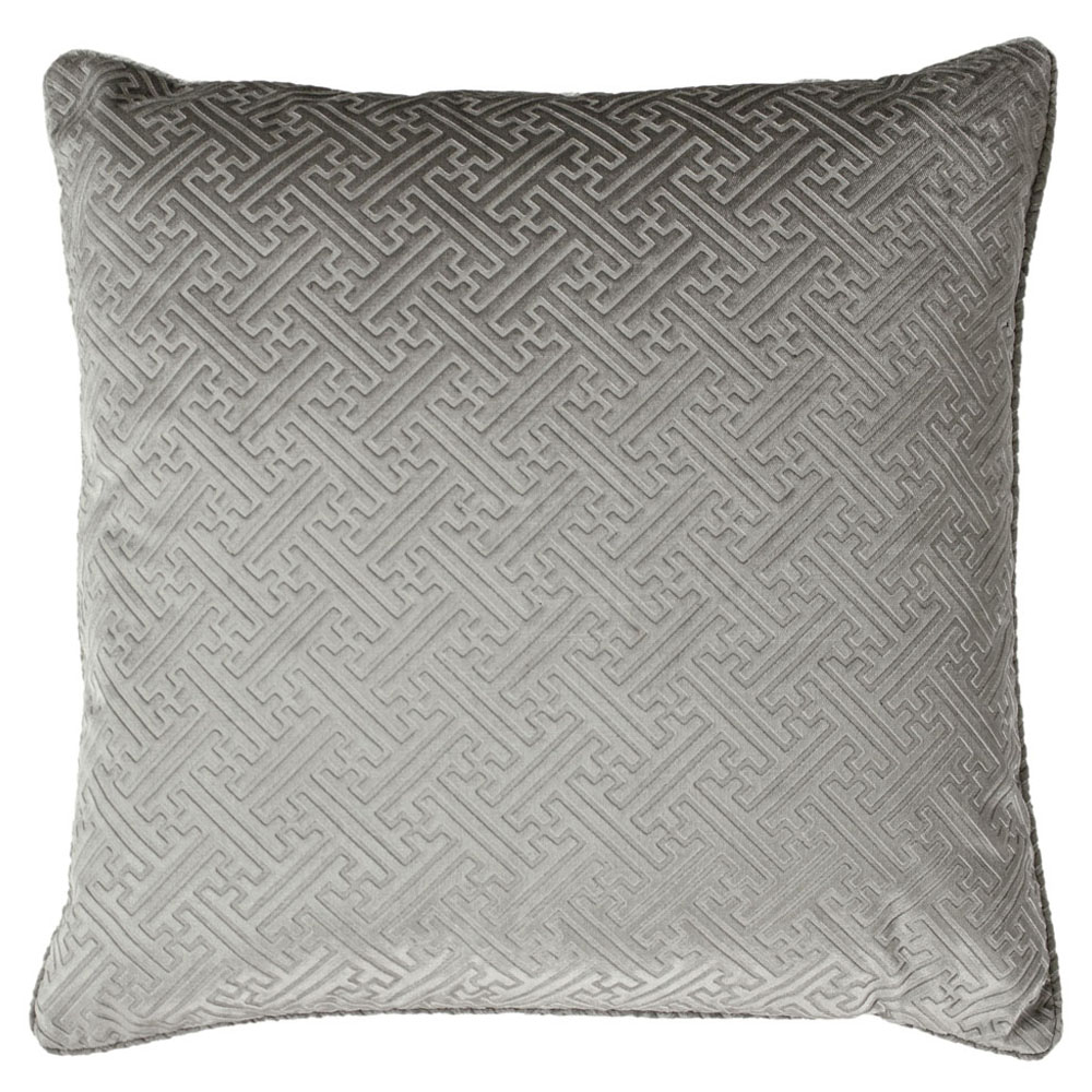 Paoletti Florence Silver Embossed Velvet Cushion Image 1