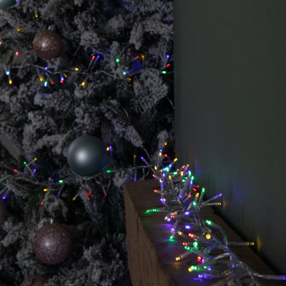 Samuel Alexander 720 Multi Coloured LED Clear Cable Christmas Cluster Light 9.3m Image 1