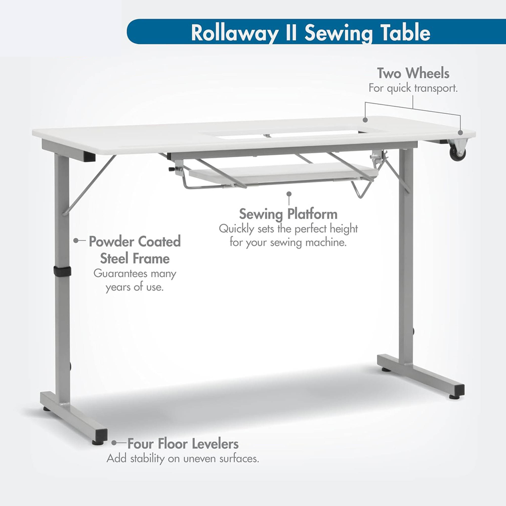 Sewing Online Rollaway II 13402 Silver and White Foldable Craft and Sewing Table Image 4
