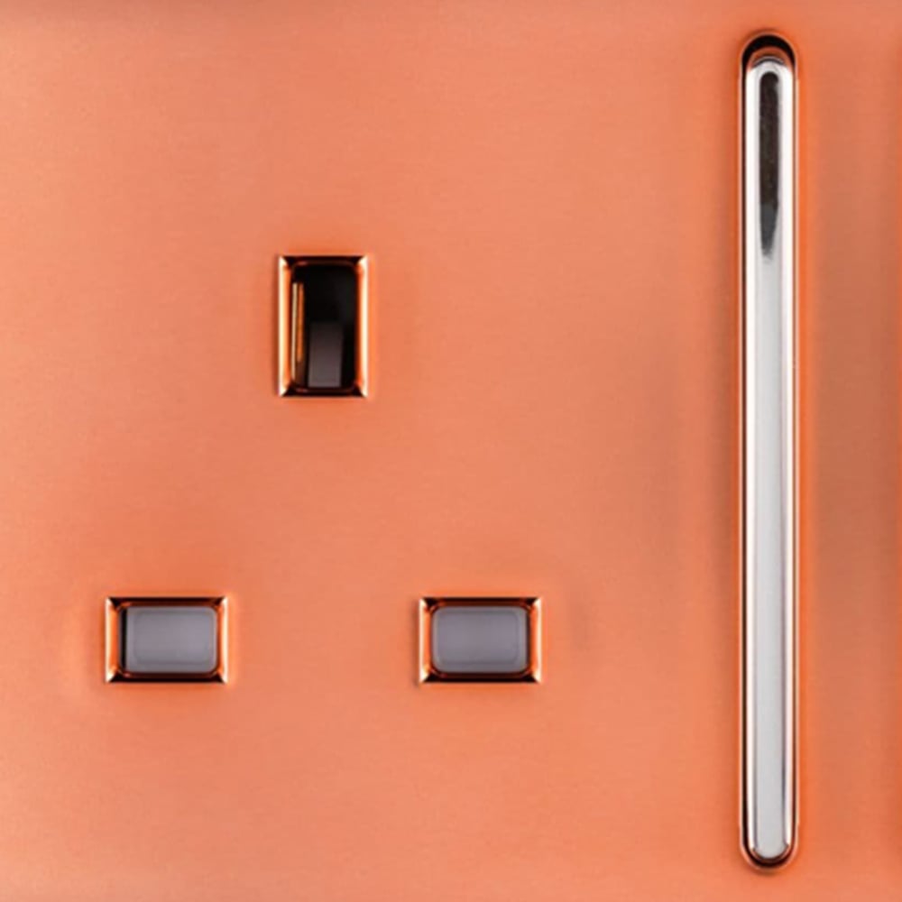 Trendi Switch 2 Gang 13amp Copper Long Switched Plug Socket Image 2