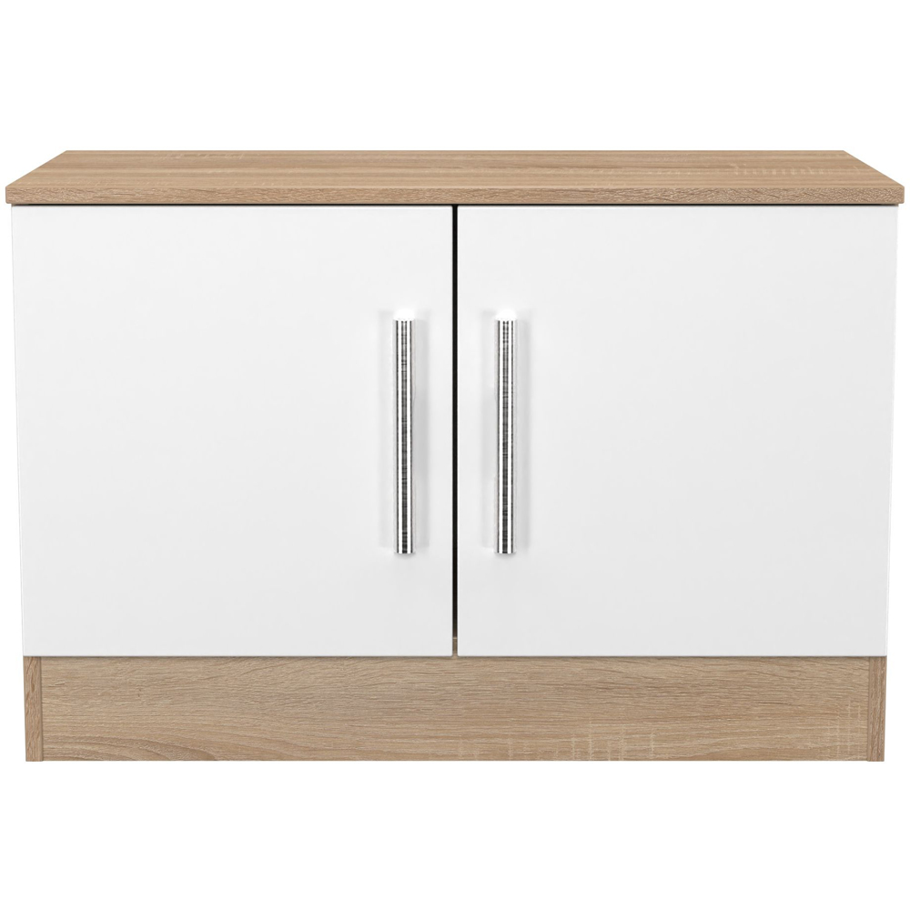 Crowndale Contrast 2 Door White Matt and Bardolino Oak Compact Storage Unit Ready Assembled Image 2