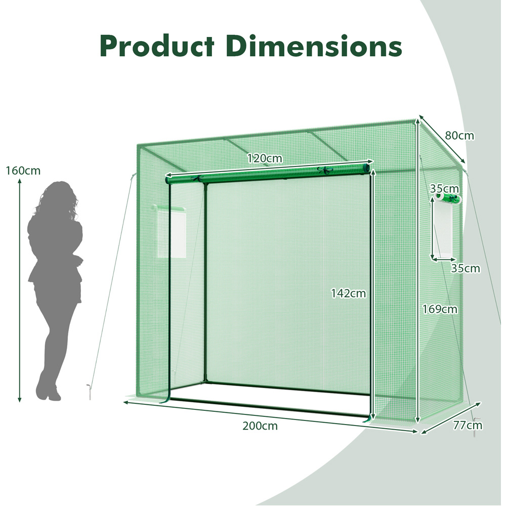 Costway Outdoor Walk-in Greenhouse with PE Cover Image 9