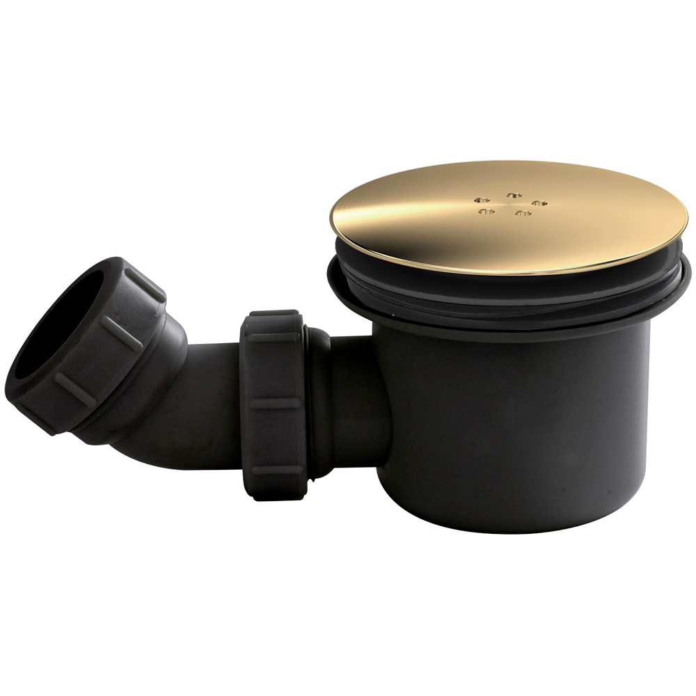 nuie Matt Black and Brass Fast Flow Shower Waste Image 1