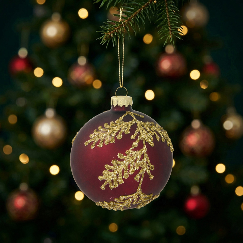 Glitter Fern Design Bauble Image 3