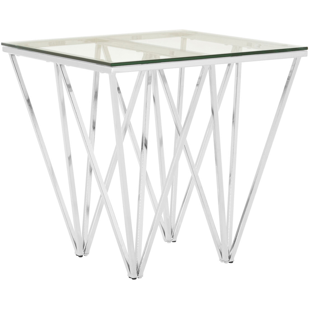 Premier Housewares Allure Chrome End Table with Triangular Base Image 2