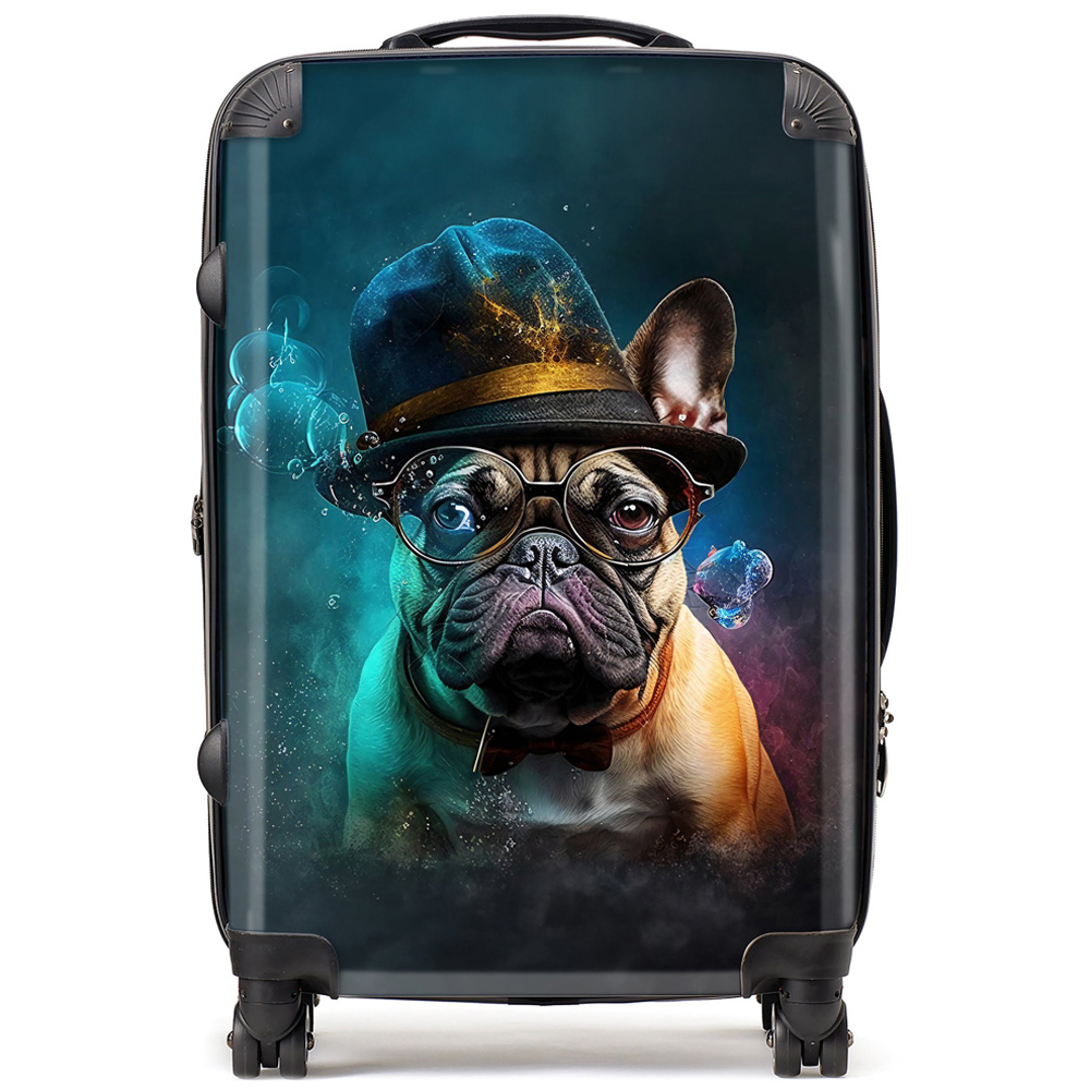 Warren Reed Designer Medium Splashart French Bulldog Suitcase Image 1