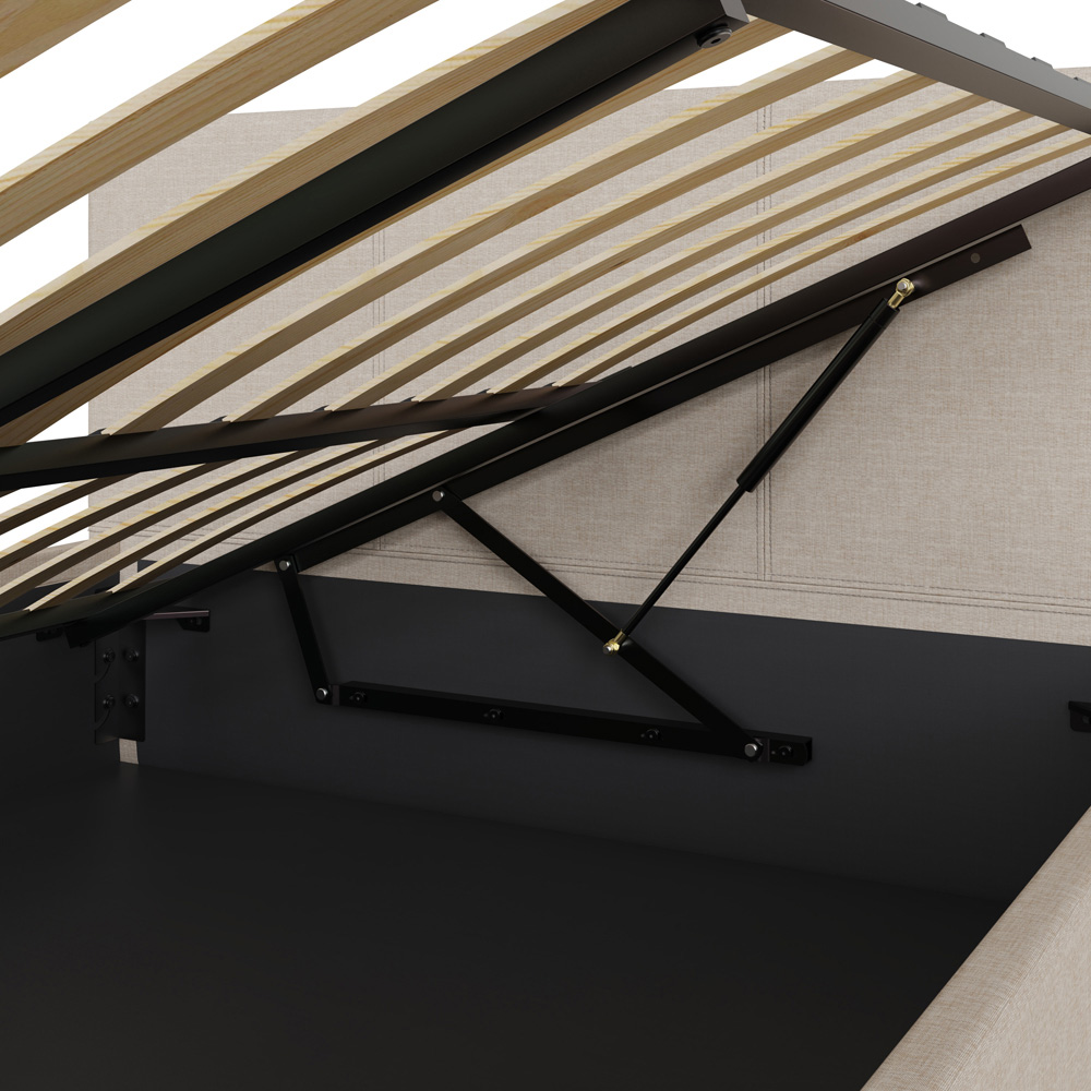 GFW Small Double Natural Hopsack Fabric Side Lift Ottoman Bed with Bonnell Mattress Image 7