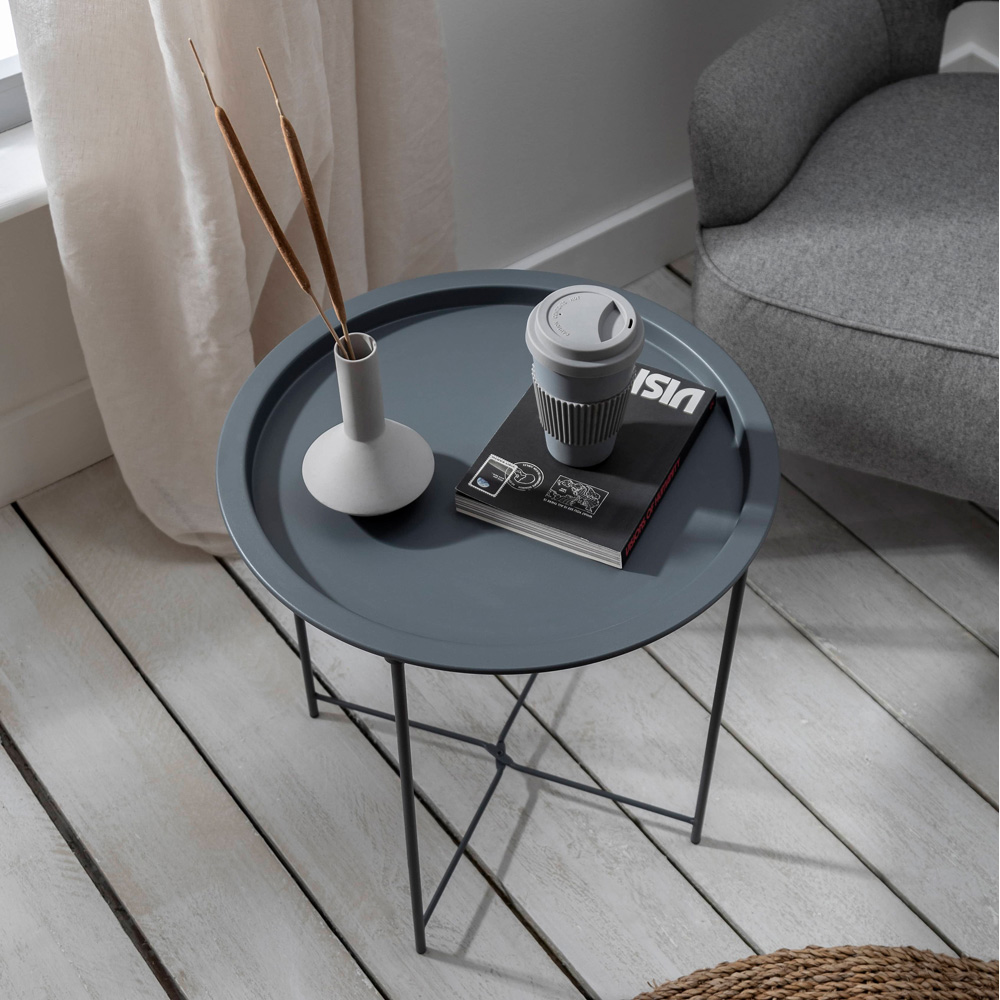 Noa and Nani Charcoal Grey Metal Side Table Image 3
