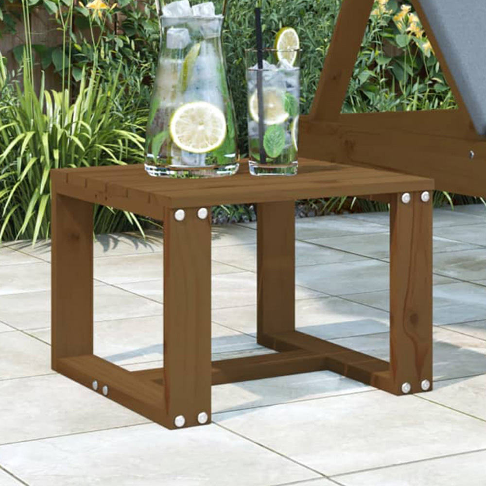 vidaXL Honey Brown Solid Wood Pine Garden Side Table Image 1