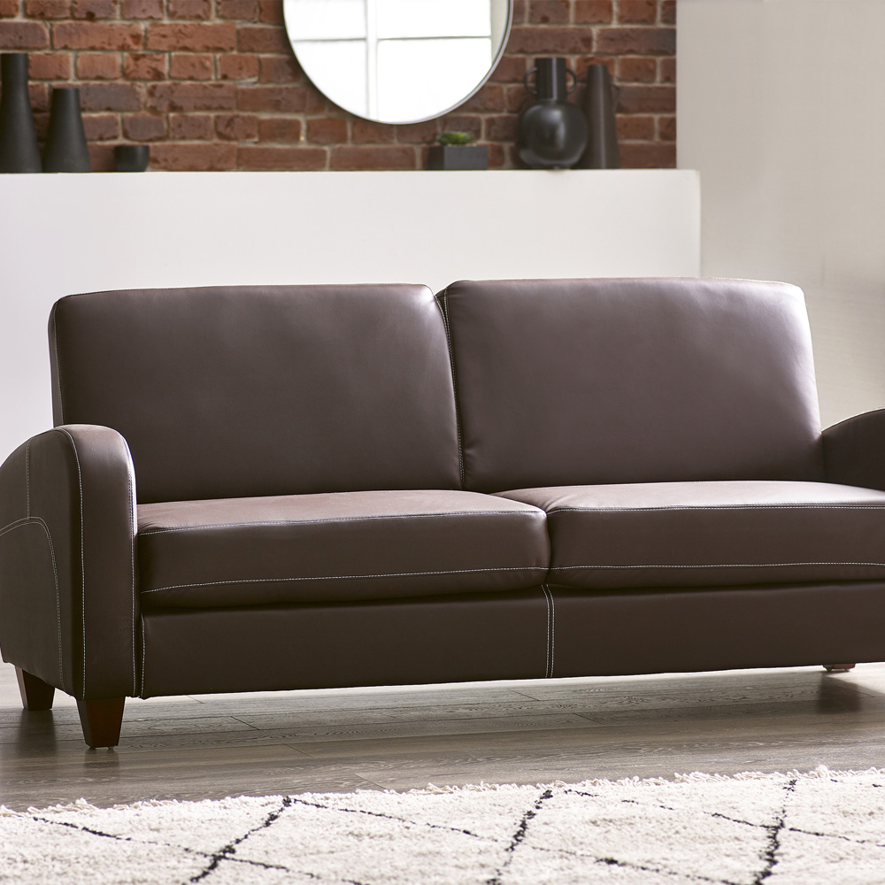 Julian Bowen Vivo 3 Seater Brown Faux Leather Sofa Image 3