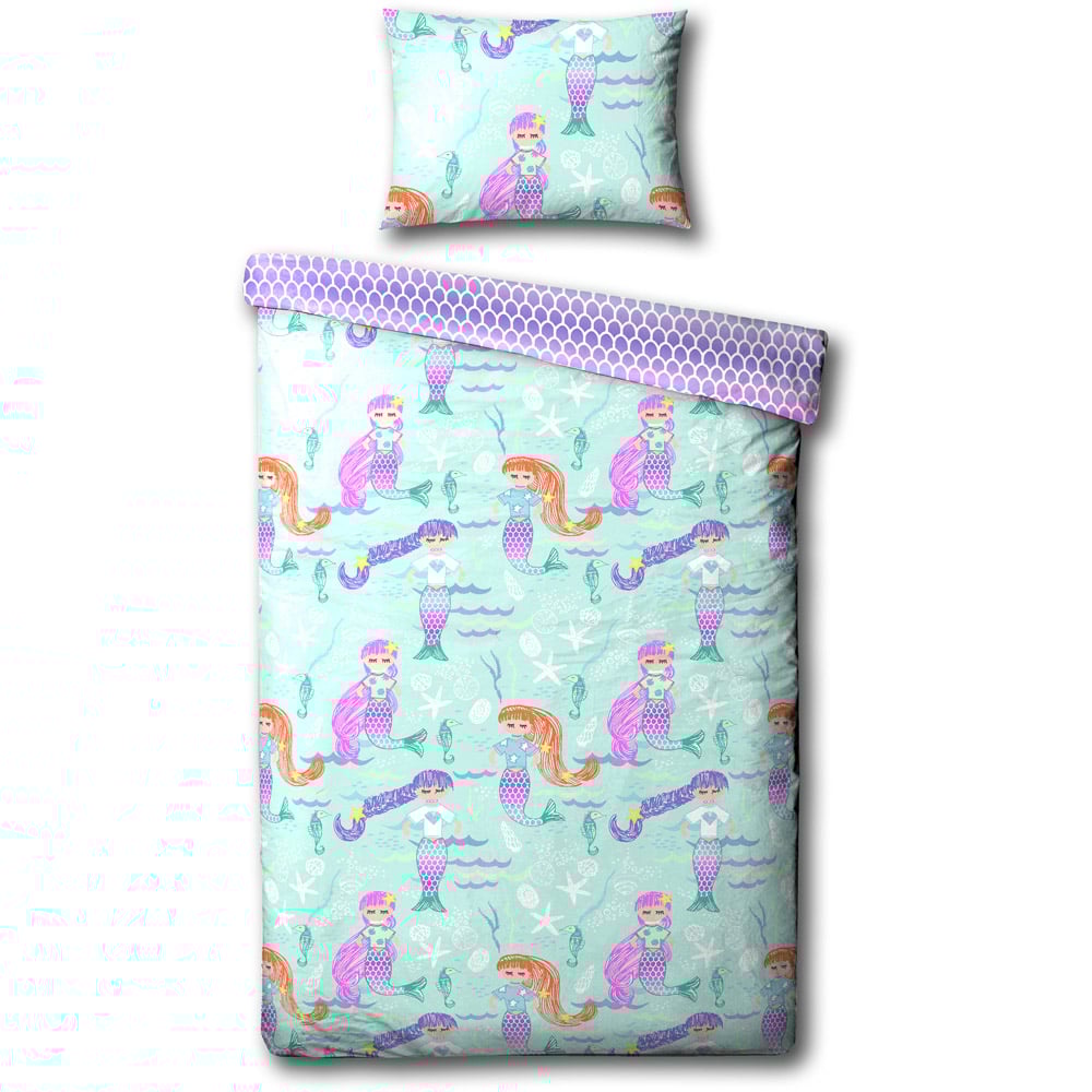 little furn. Mermaid Toddler Multicolour Kids Duvet Cover Set Image 2