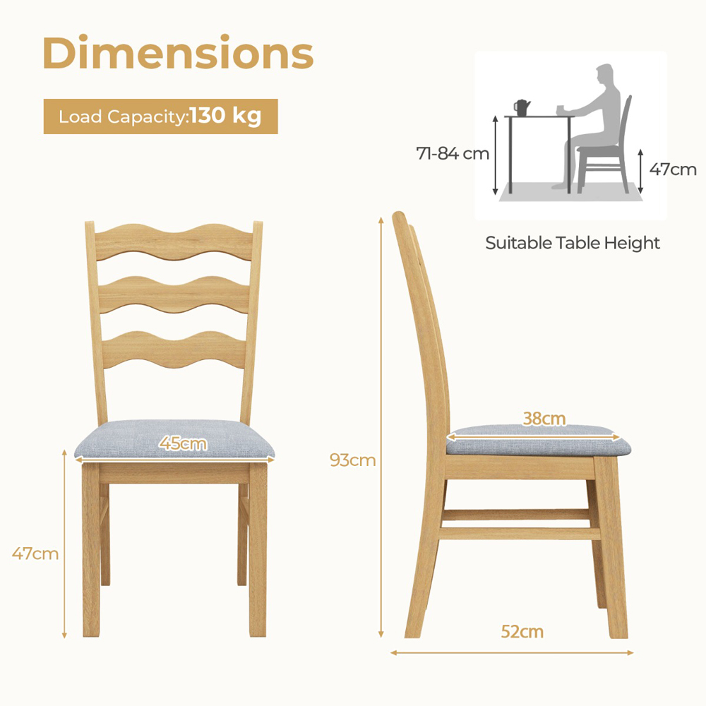 Costway Set of 2 Natural Dining Chair Image 9