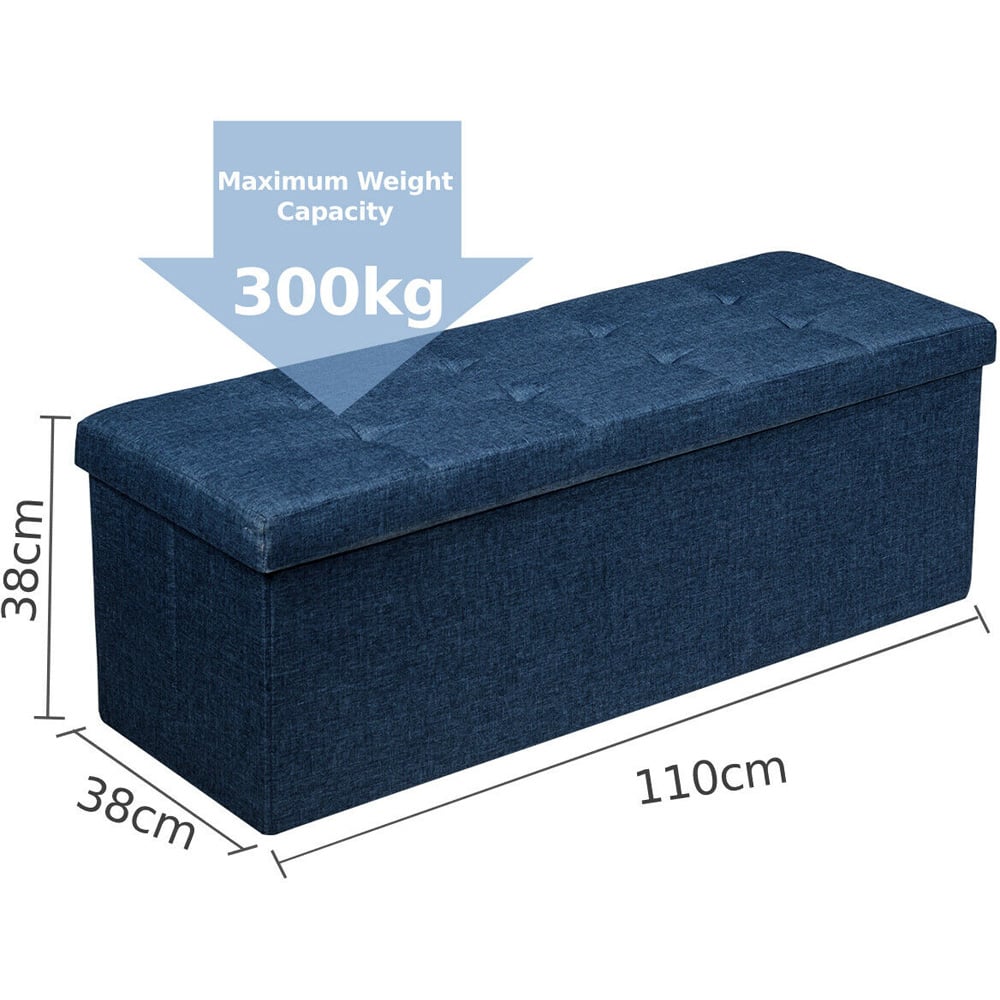 Costway Navy Foldable Storage Ottoman Bench Image 9