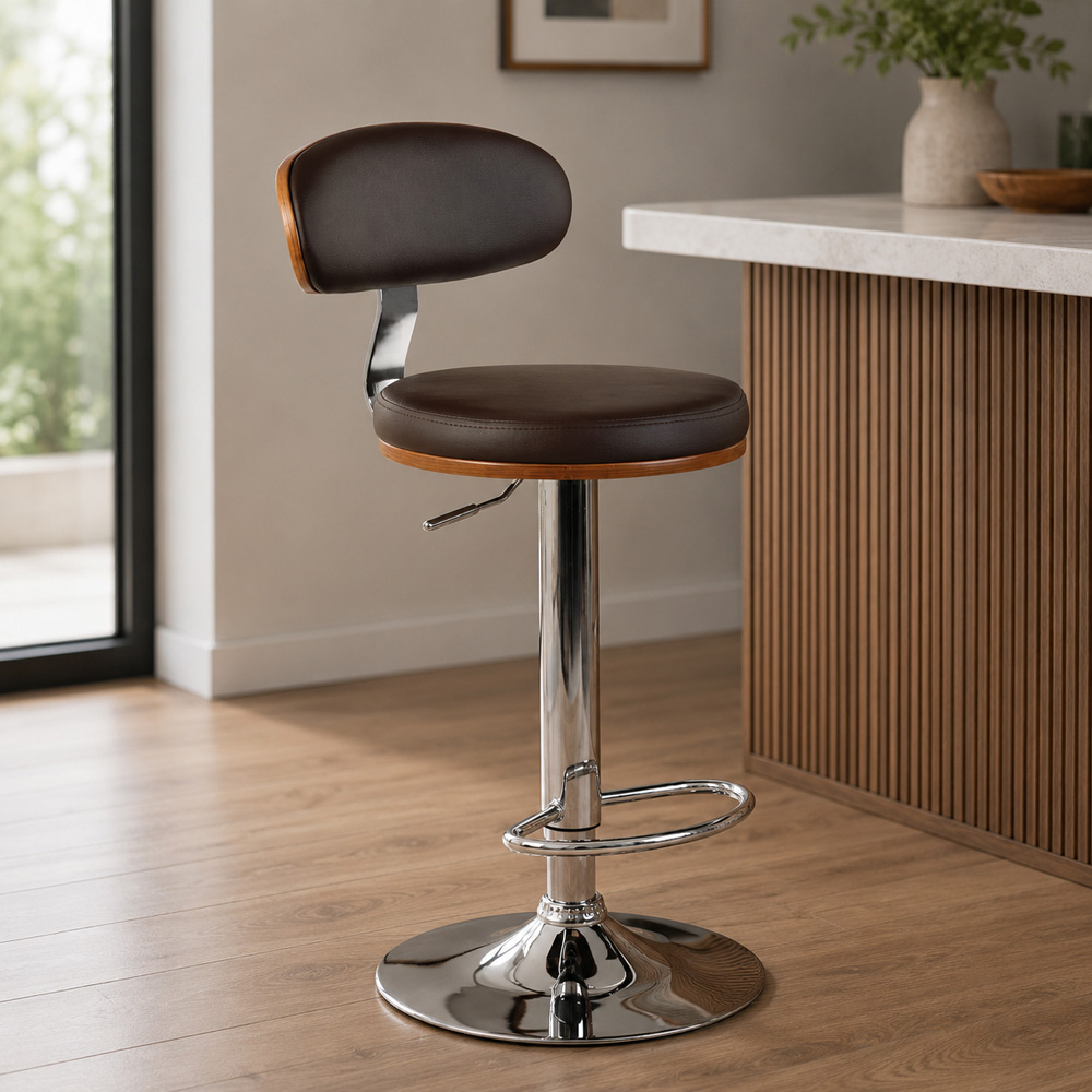 Premier Housewares Parkar Brown Bentwood Oval Back Bar Chair Image 4