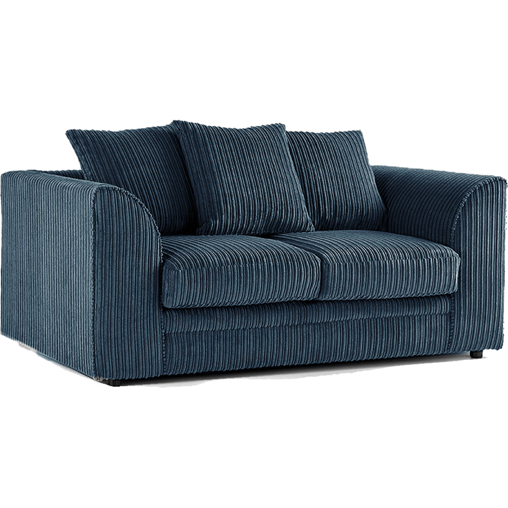 Luxor 2 Seater Navy Blue Jumbo Cord Scatter Back Sofa Image 2