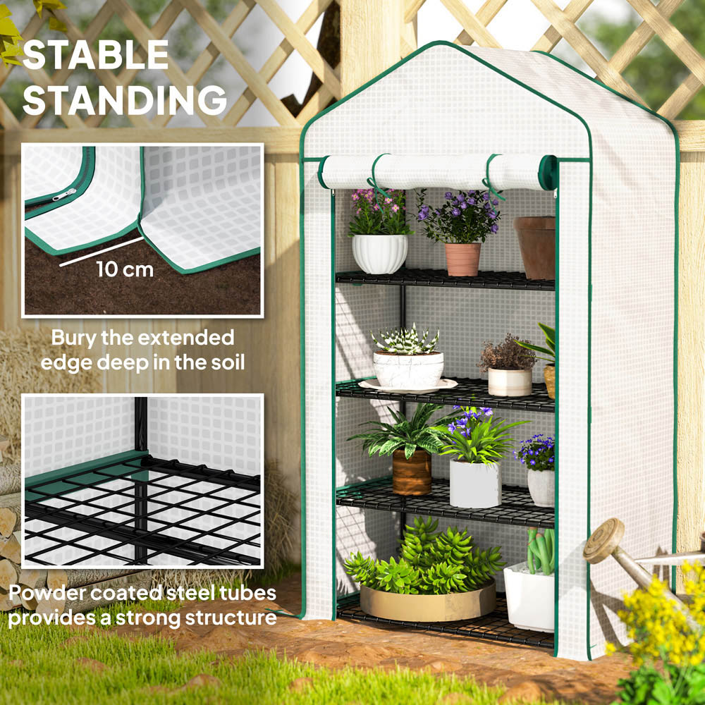 Outsunny 4 Shelf White 5.2 x 2.9ft Portable Mini Greenhouse Image 7