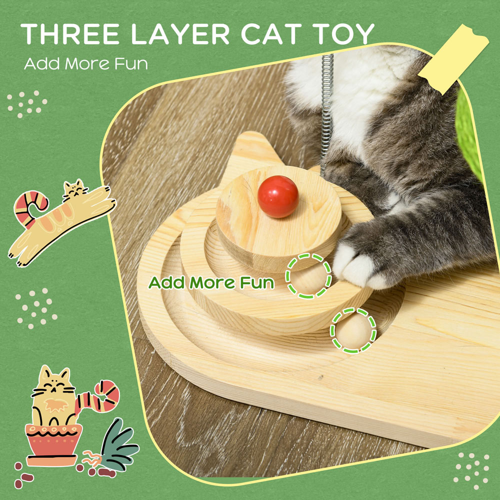PawHut Mushroom-Shaped Indoor Cat Scratching Post with Toy Balls Image 6