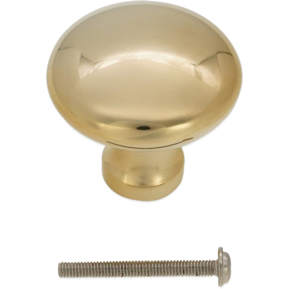 Spira Brass Mushroom Polished Brass Unlacquered Medium 32mm Cupboard Knob Image 4