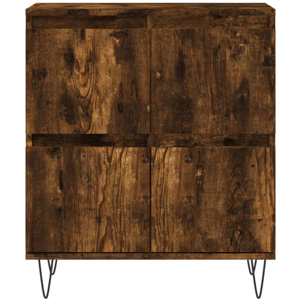 vidaXL 4 Door Smoked Oak Sideboard with Metal Legs Set of 2 Image 6