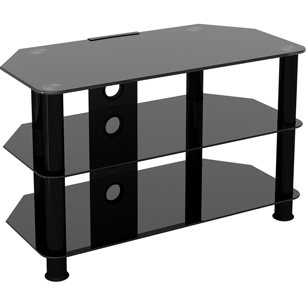 AVF Classic 2 Shelf Black Glass Corner TV Unit with Cable Management Image 2