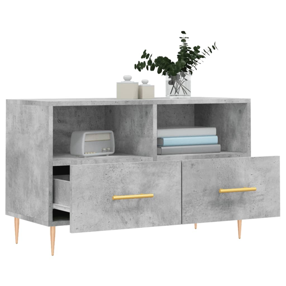 vidaXL 2 Drawer 2 Shelf Concrete Grey TV Cabinet Image 4
