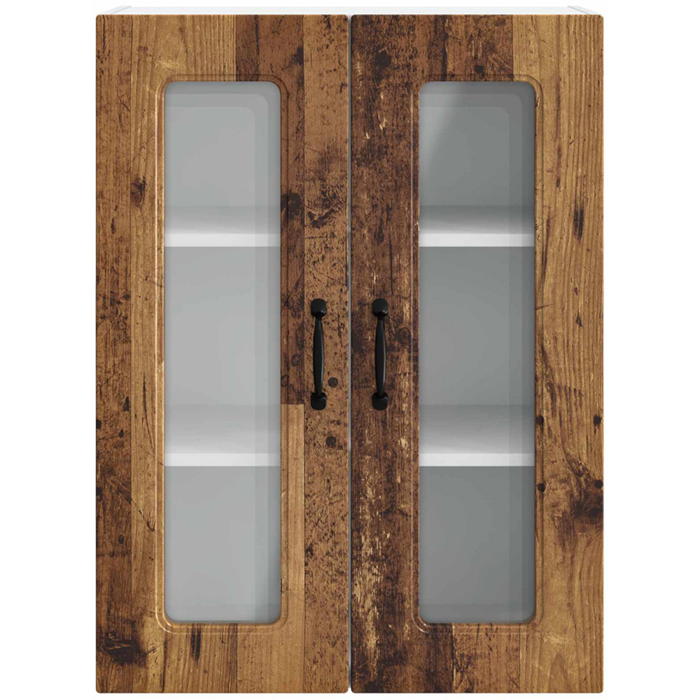 vidaXL 2 Glass Door Old Wood Kitchen Wall Cabinet Image 4