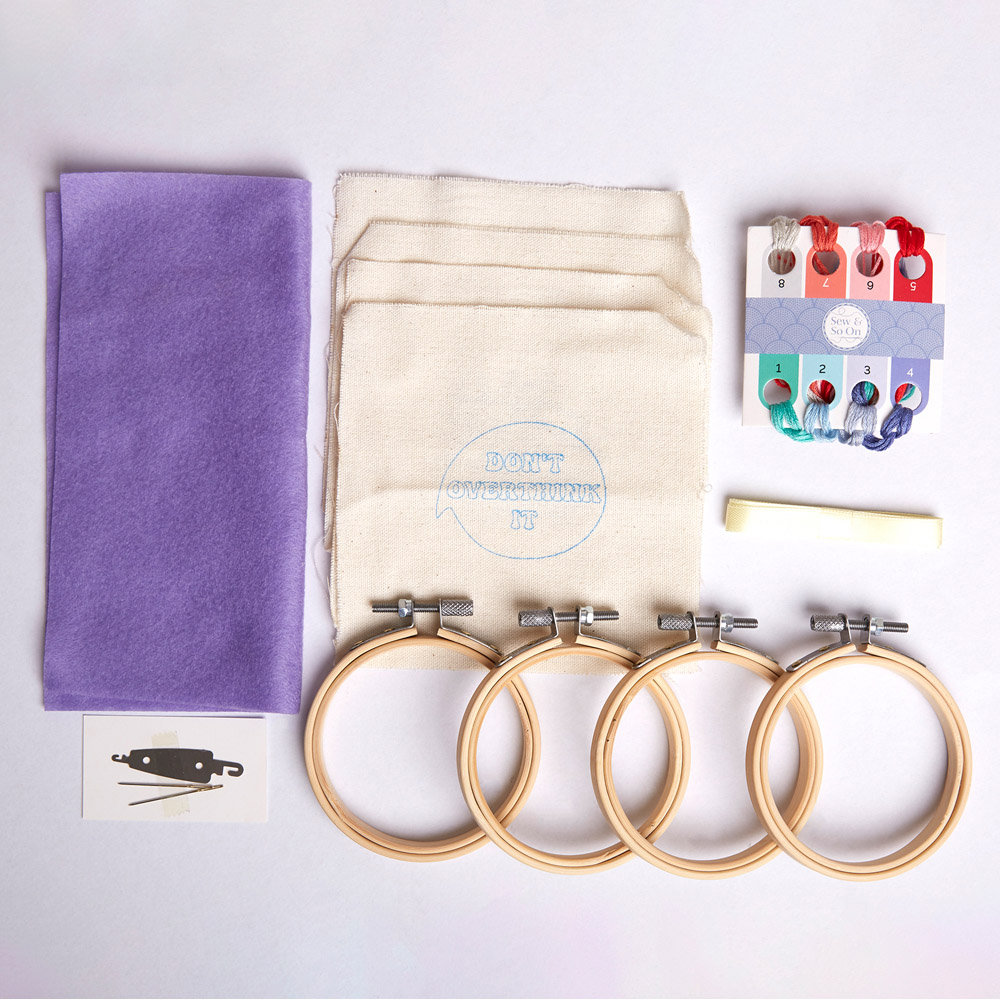 Sew & So On Multicoloured Slogans Embroidery Hoop Decorations Set Image 2