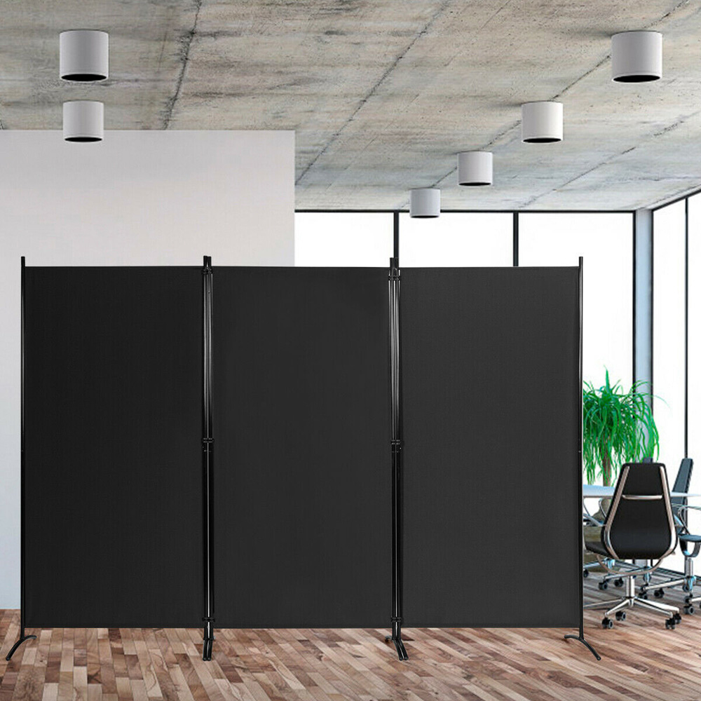 Costway 3 Panel Black Foldable Room Divider Image 4