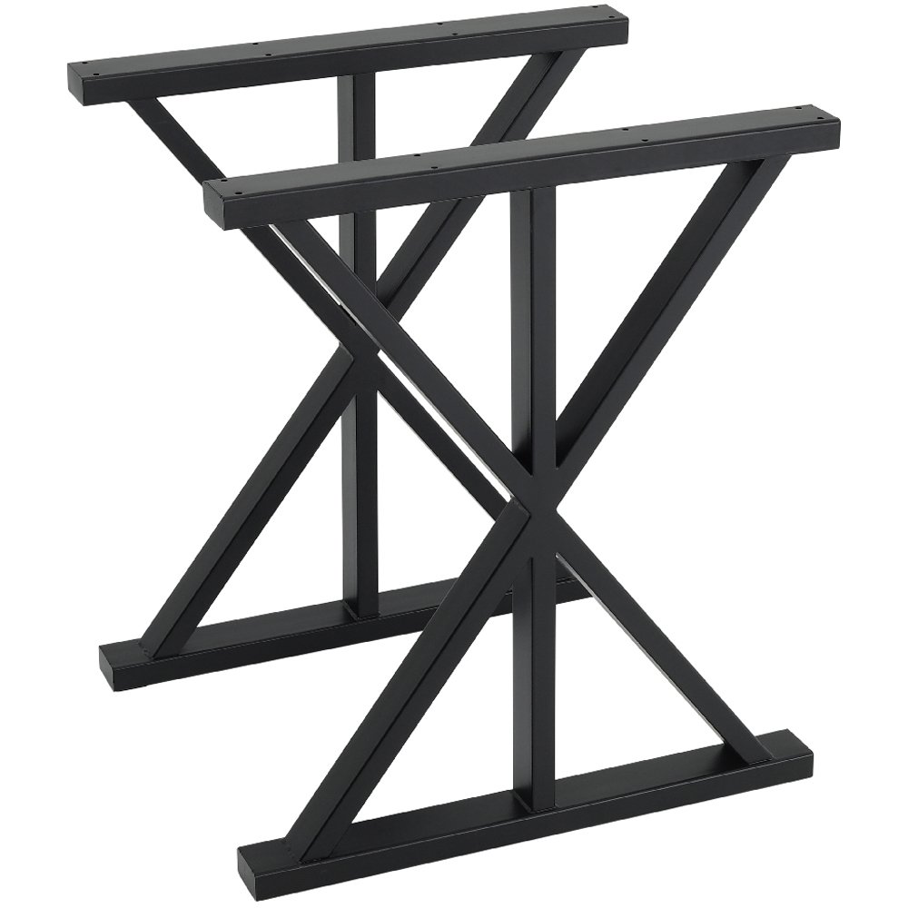 Living and Home 2 Pack Black Industrial X Shape Steel Table Leg 60 x 70cm Image 3