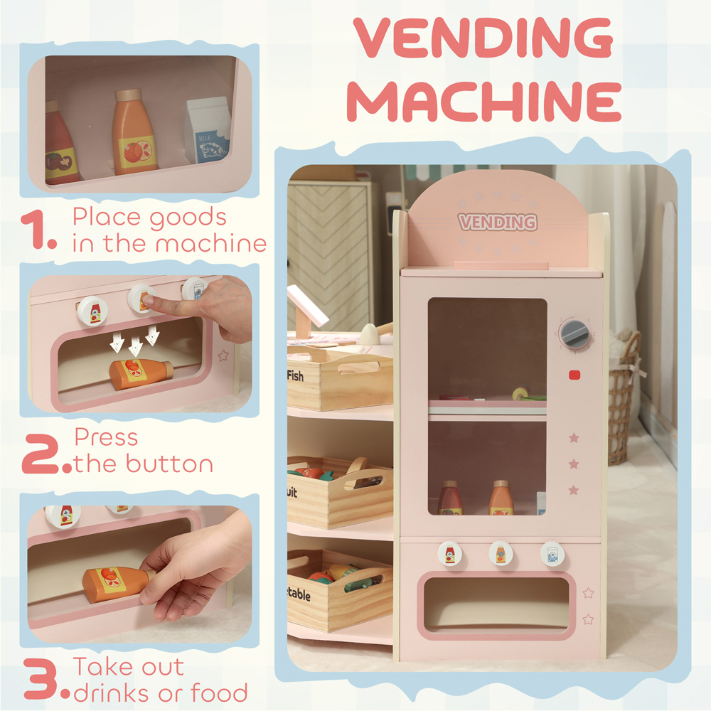 Tommy Toys AIYAPLAY Kids Pink Grocery Store Pretend Play Shop with Cash Register Image 6