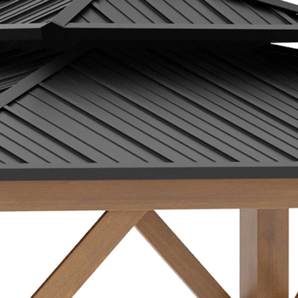 Outsunny 3.5 x 3.5m Black Wood Frame Double Tiered Hardtop Gazebo Image 5