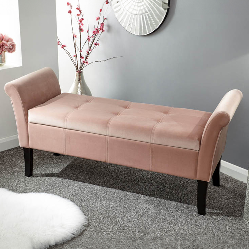 GFW Osborne Blush Pink Upholstered Window Seat Wilko