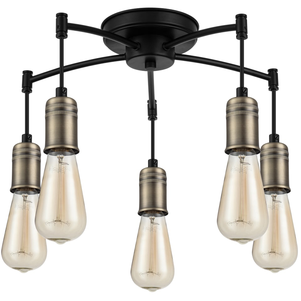 Cosylyte Linton 5 Light Industrial Matt Antique Brass Ceiling Light Image 1