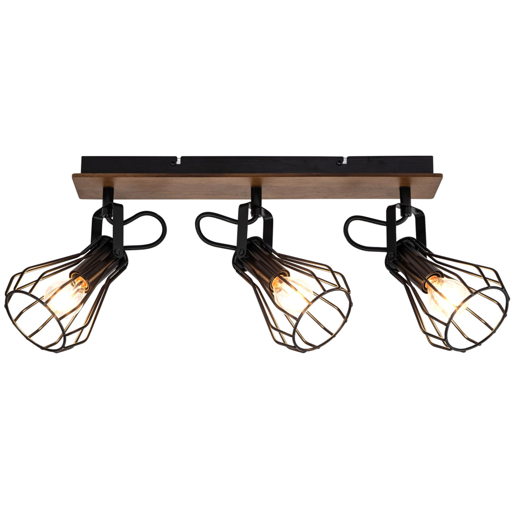 Cosylyte Kendan Matt Black 3 Light Wire Shade Spotlight Image 1
