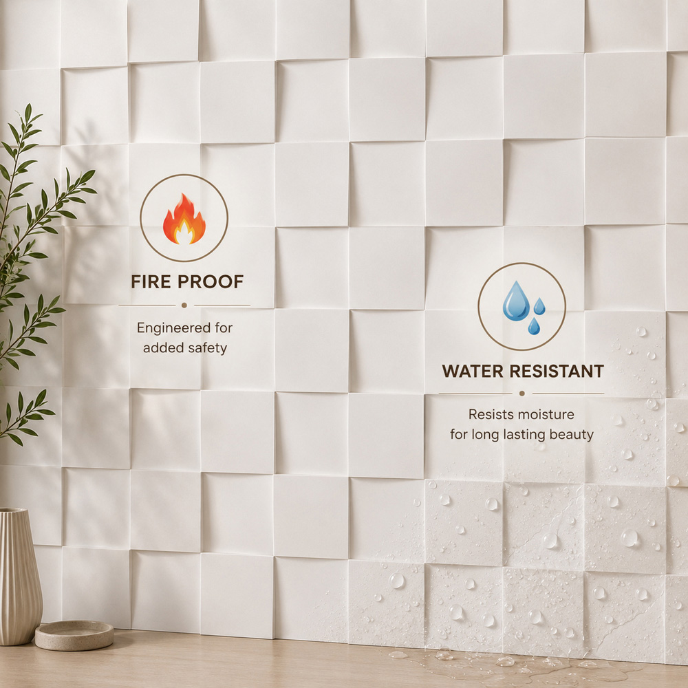 Britwall Jade White 3D Cubic Tile Effect Hard PU Wall Panel 1070 x 460 x 25mm 2 Pack Image 5